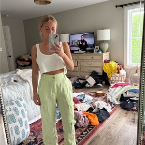 Urban outfitters Light Green linen cargo Pants.